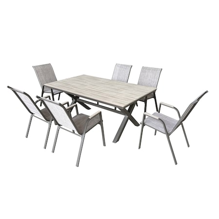 Deko Living Outdoor Dining Chairs and Table Set, 7 Piece, Brown COP30702BWN